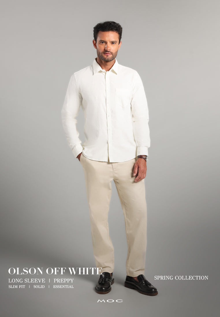 MOC - Kemeja Corduroy Pria Lengan Panjang Olson - Offwhite