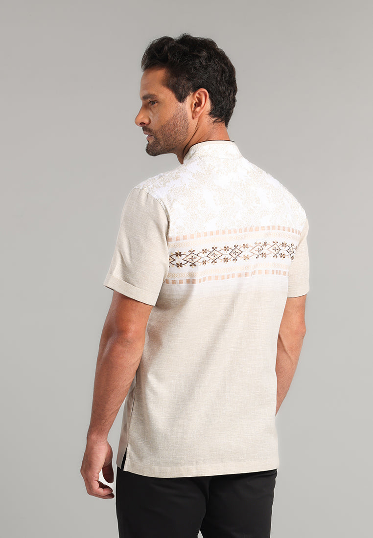 MOC x Habib Jafar Kemeja Koko Lengan Pendek Pria Hanif - Khaki