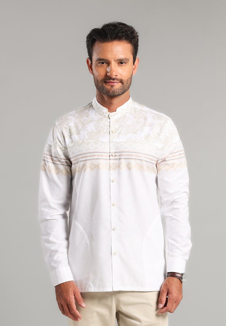 MOC x Habib Jafar Kemeja Koko Lengan Panjang Pria Habil - White