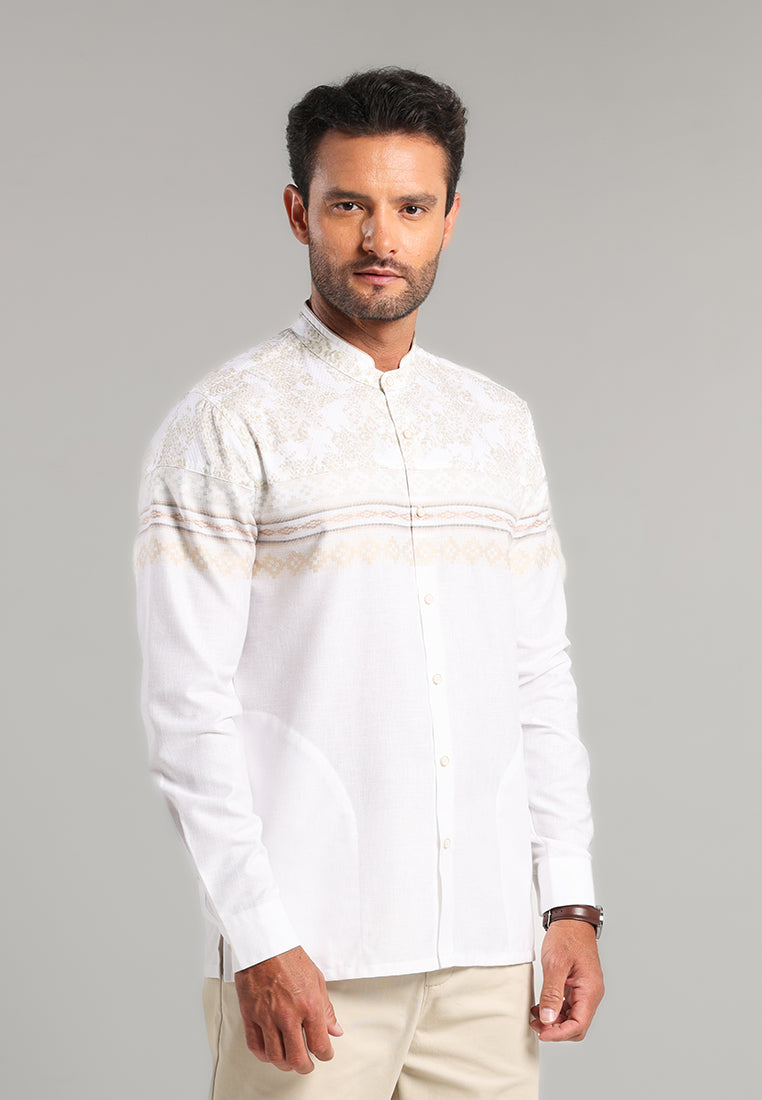 MOC x Habib Jafar Kemeja Koko Lengan Panjang Pria Habil - White