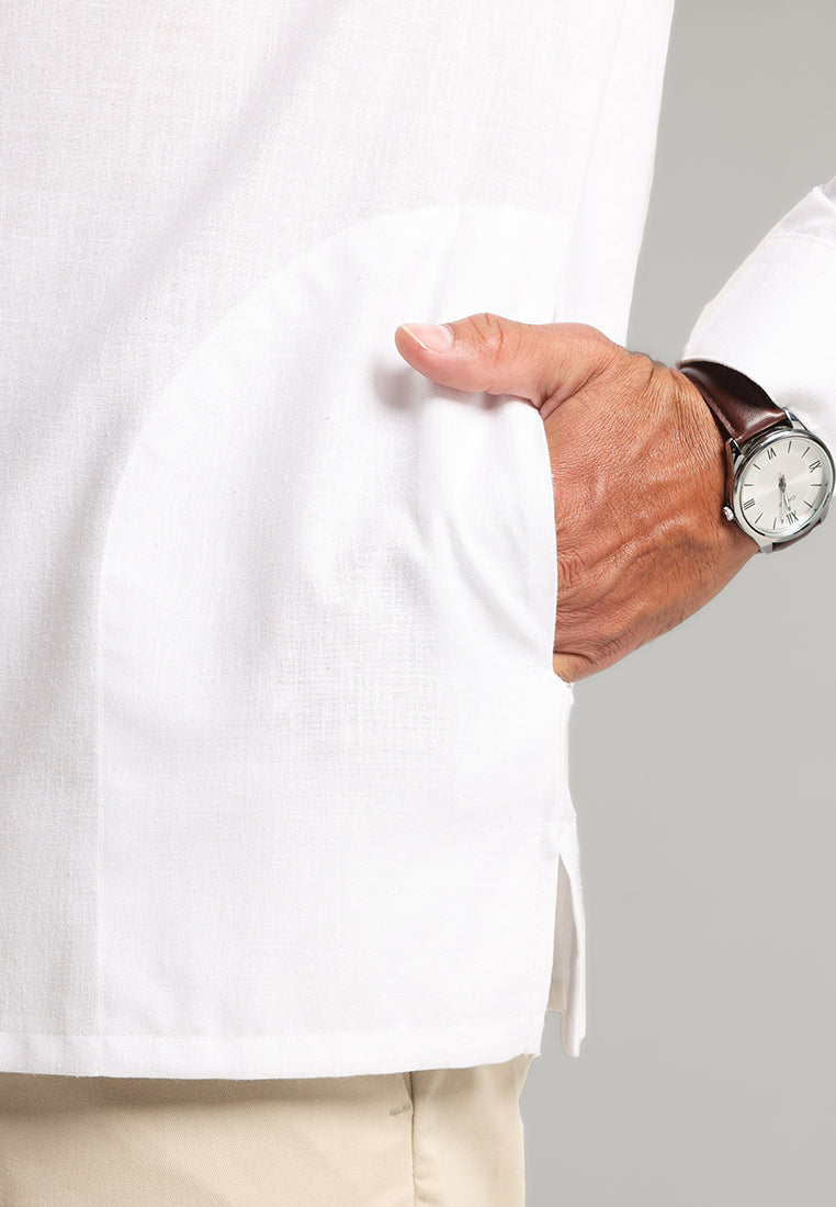 MOC x Habib Jafar Kemeja Koko Lengan Panjang Pria Habil - White