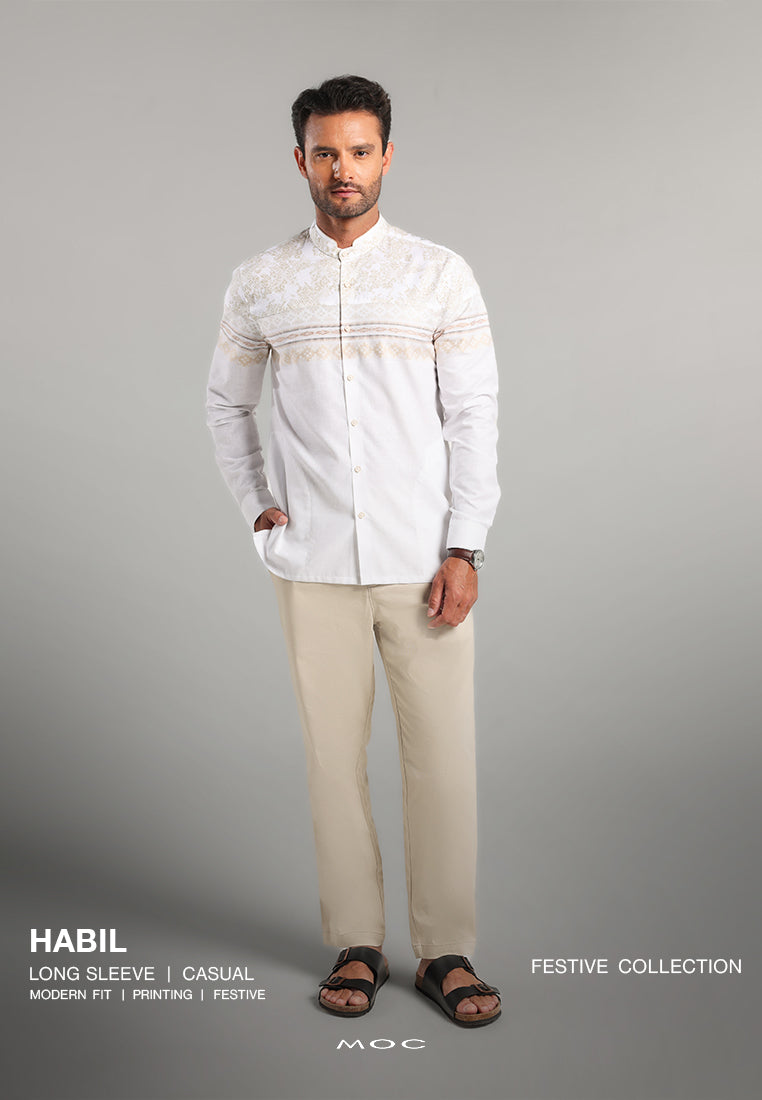 MOC x Habib Jafar Kemeja Koko Lengan Panjang Pria Habil - White