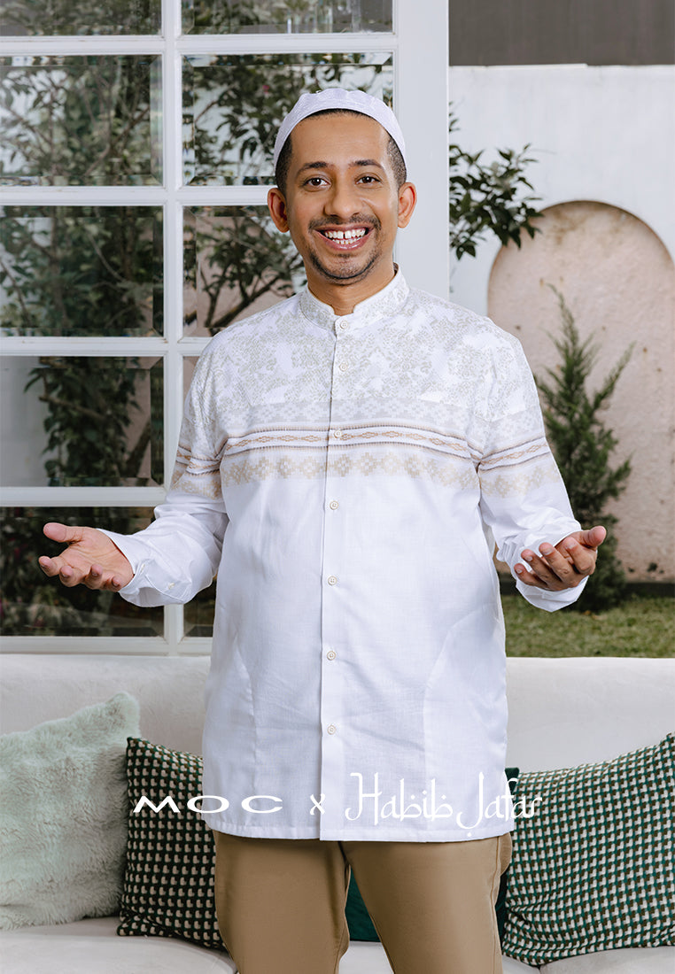 MOC x Habib Jafar Kemeja Koko Lengan Panjang Pria Habil - White