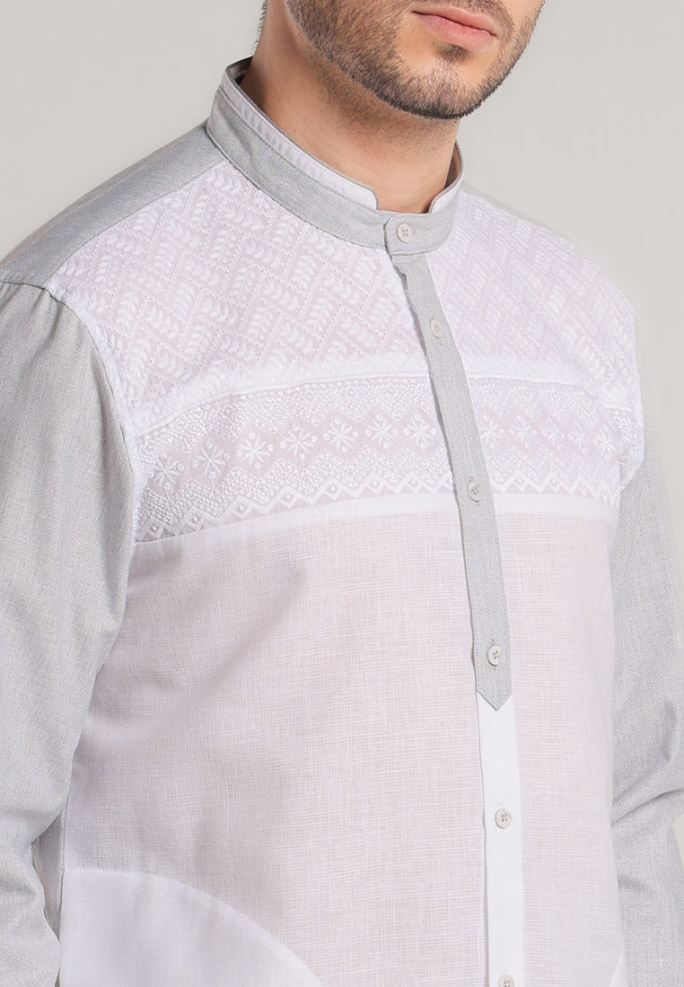 MOC Kemeja Koko Lengan Panjang Pria Rafi - Grey