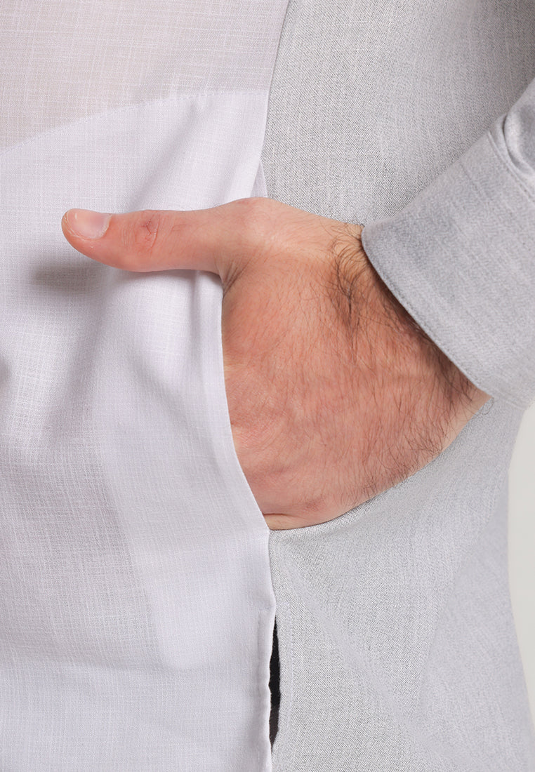 MOC Kemeja Koko Lengan Panjang Pria Rafi - Grey