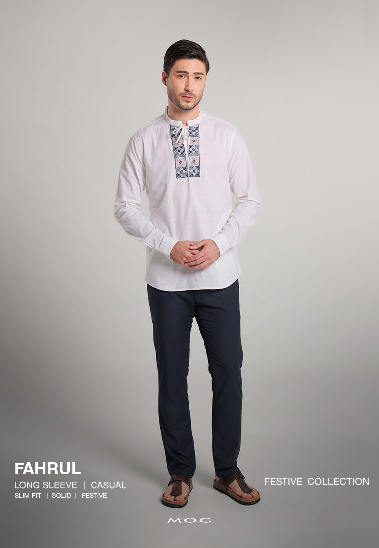 MOC Kemeja Shanghai Lengan Panjang Pria Fahrul - White