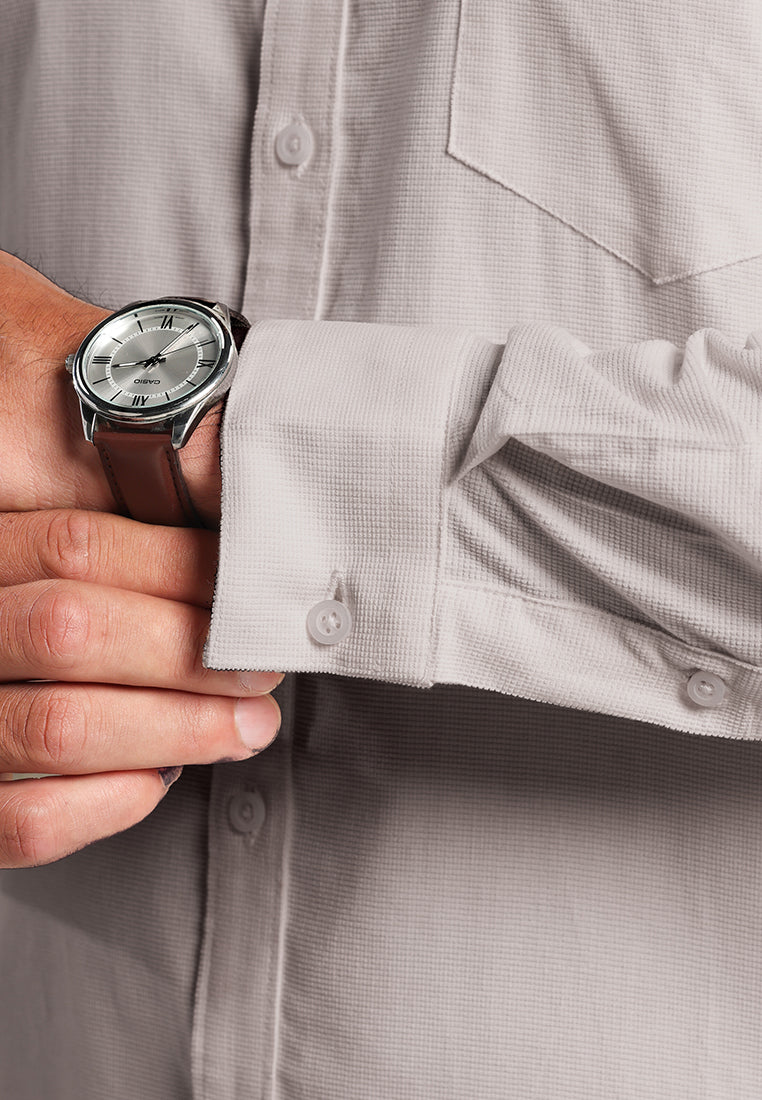 MOC - Kemeja Corduroy Pria Lengan Panjang Olson - Grey