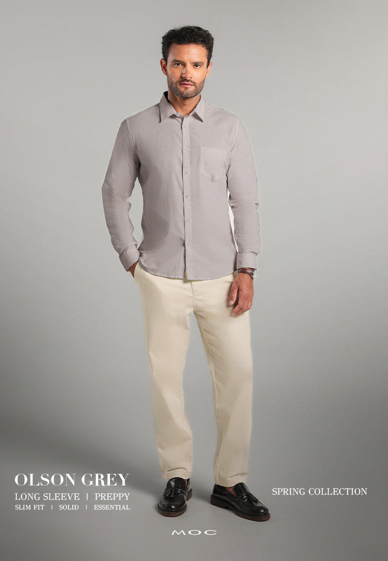 MOC - Kemeja Corduroy Pria Lengan Panjang Olson - Grey