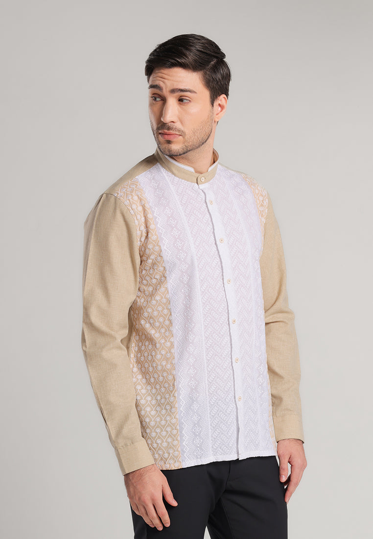 MOC Kemeja Koko Lengan Panjang Pria Anshari - Khaki