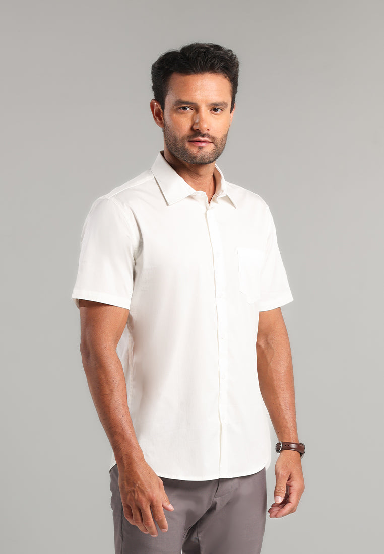 MOC - Kemeja Lengan Pendek Pria Bolivia - White