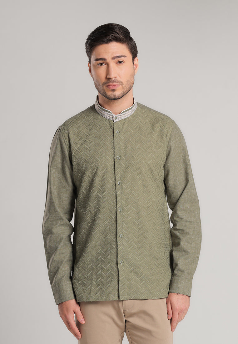 MOC Kemeja Koko Lengan Panjang Pria Fadil - Olive