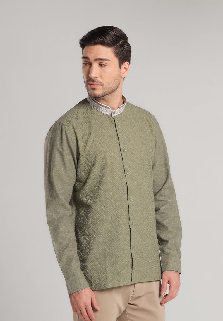 MOC Kemeja Koko Lengan Panjang Pria Fadil - Olive