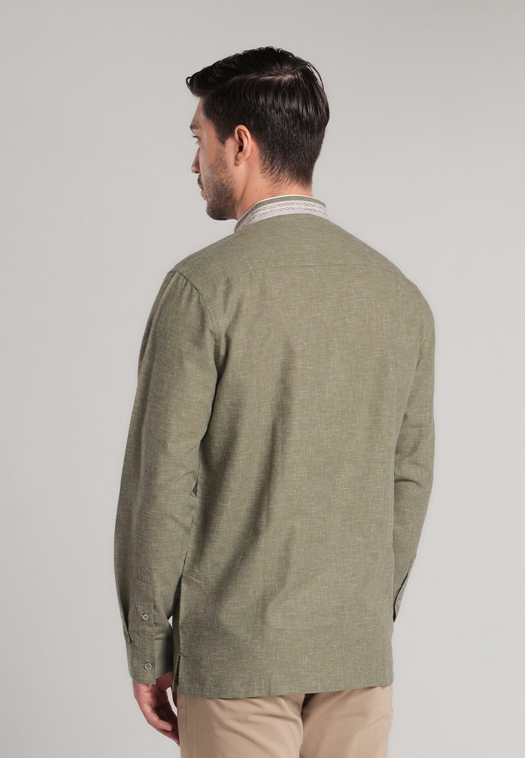 MOC Kemeja Koko Lengan Panjang Pria Fadil - Olive