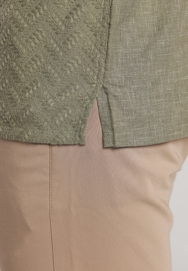 MOC Kemeja Koko Lengan Panjang Pria Fadil - Olive