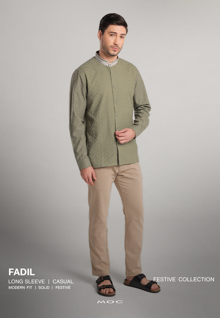 MOC Kemeja Koko Lengan Panjang Pria Fadil - Olive