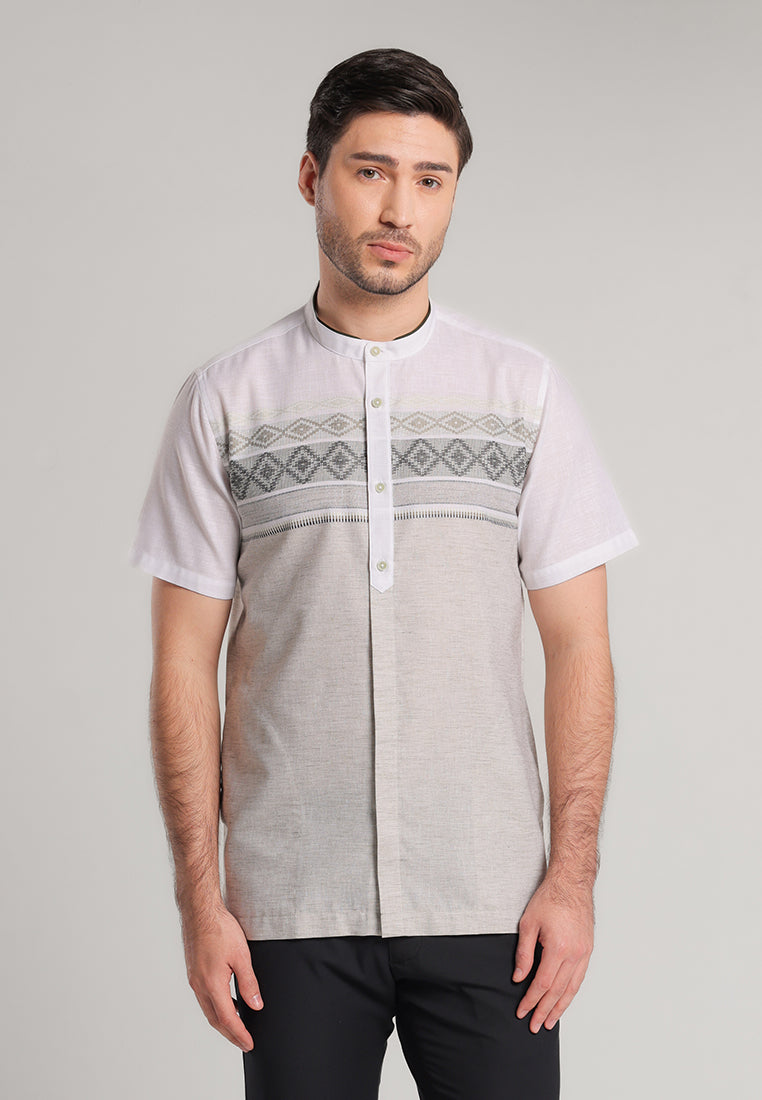 MOC Kemeja Koko Lengan Pendek Pria Mikhlad - Olive