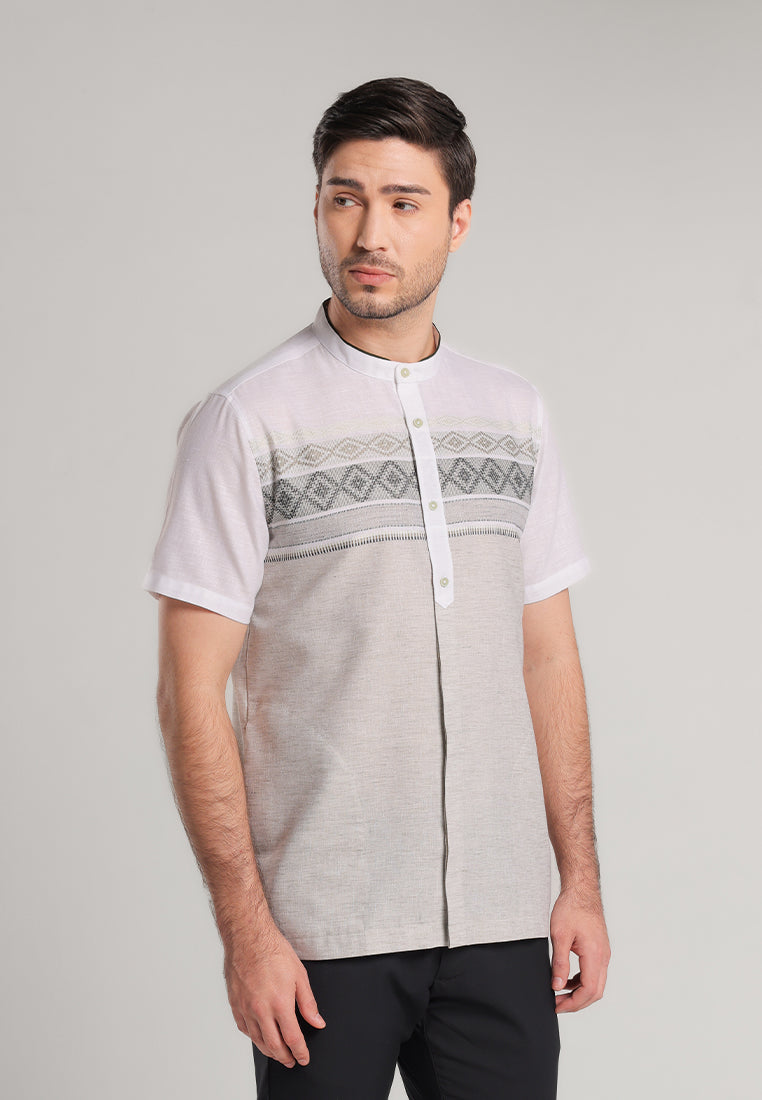 MOC Kemeja Koko Lengan Pendek Pria Mikhlad - Olive