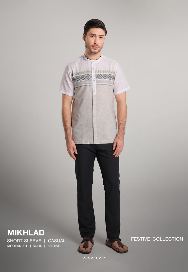 MOC Kemeja Koko Lengan Pendek Pria Mikhlad - Olive