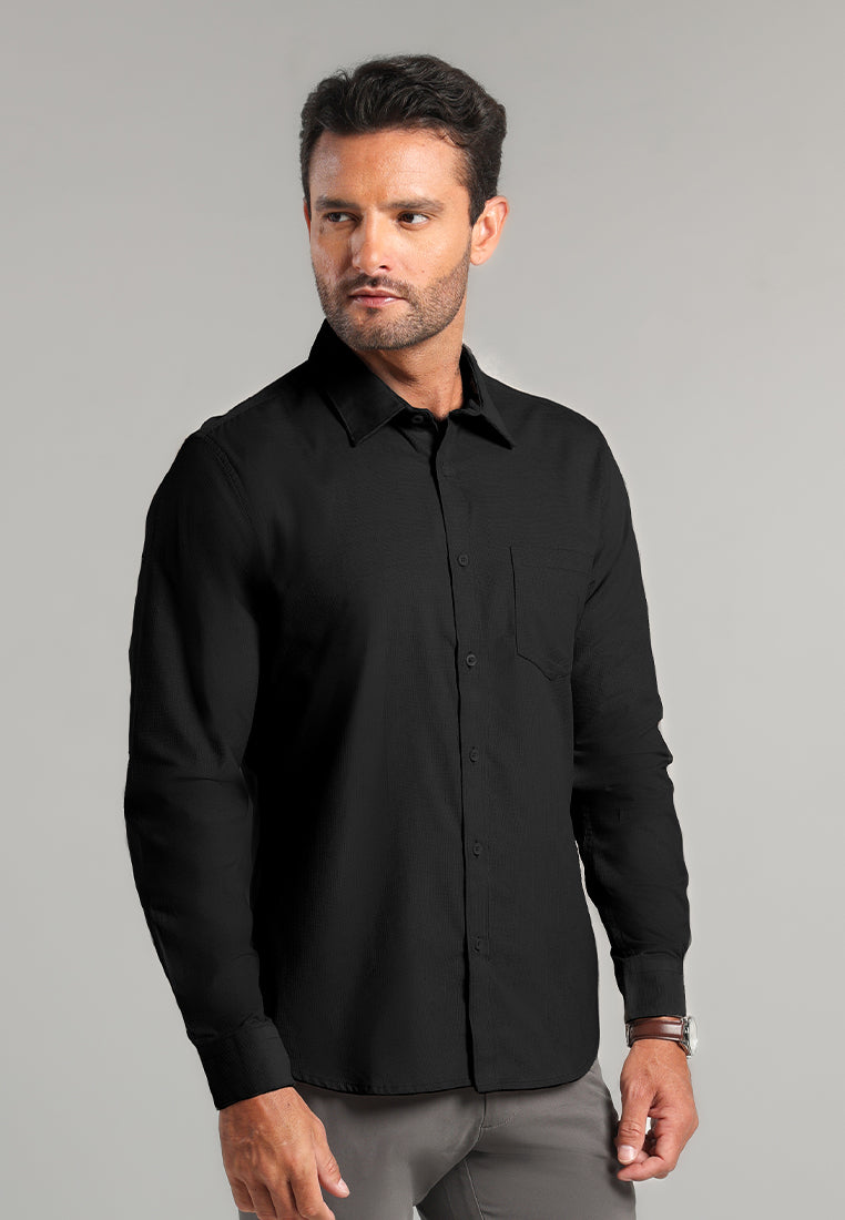MOC - Kemeja Corduroy Pria Lengan Panjang Olson - Black