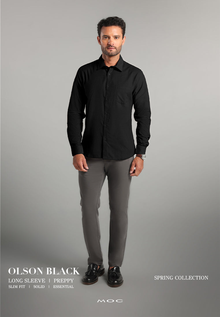 MOC - Kemeja Corduroy Pria Lengan Panjang Olson - Black