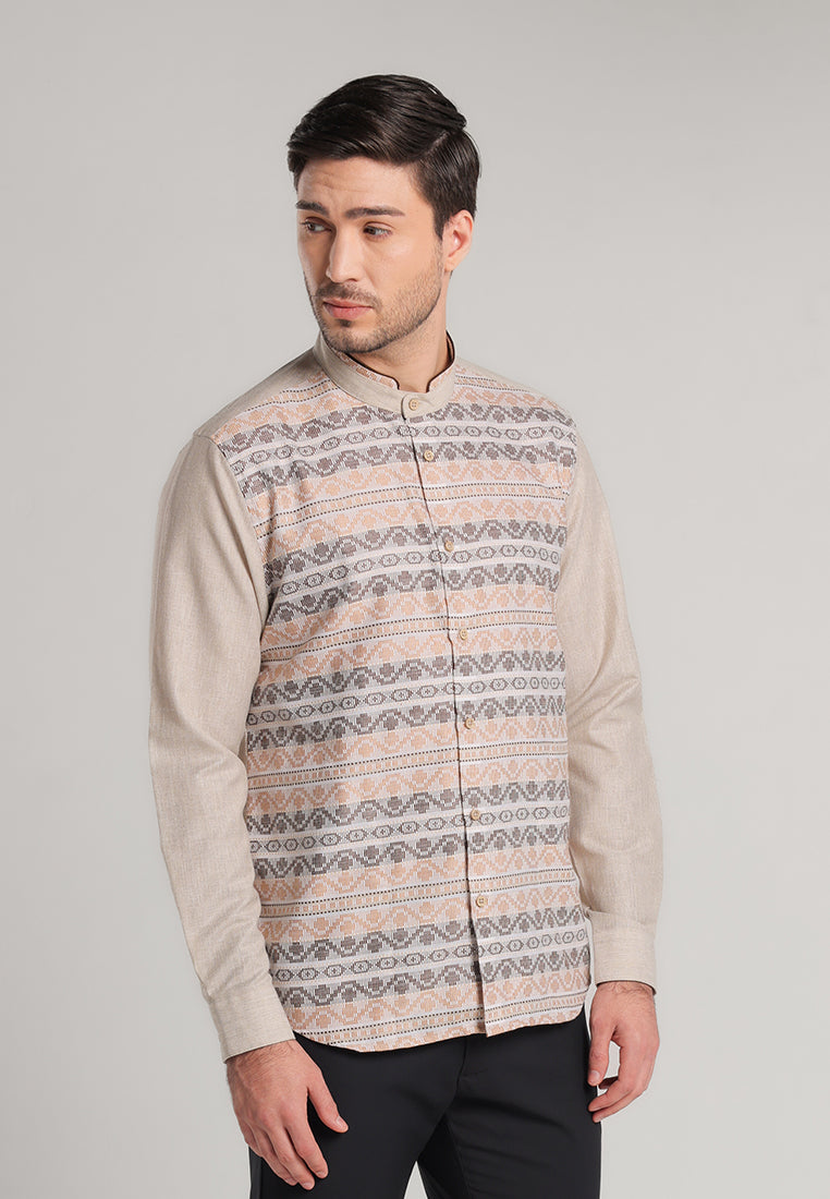 MOC Kemeja Koko Lengan Panjang Pria Sabian - Khaki