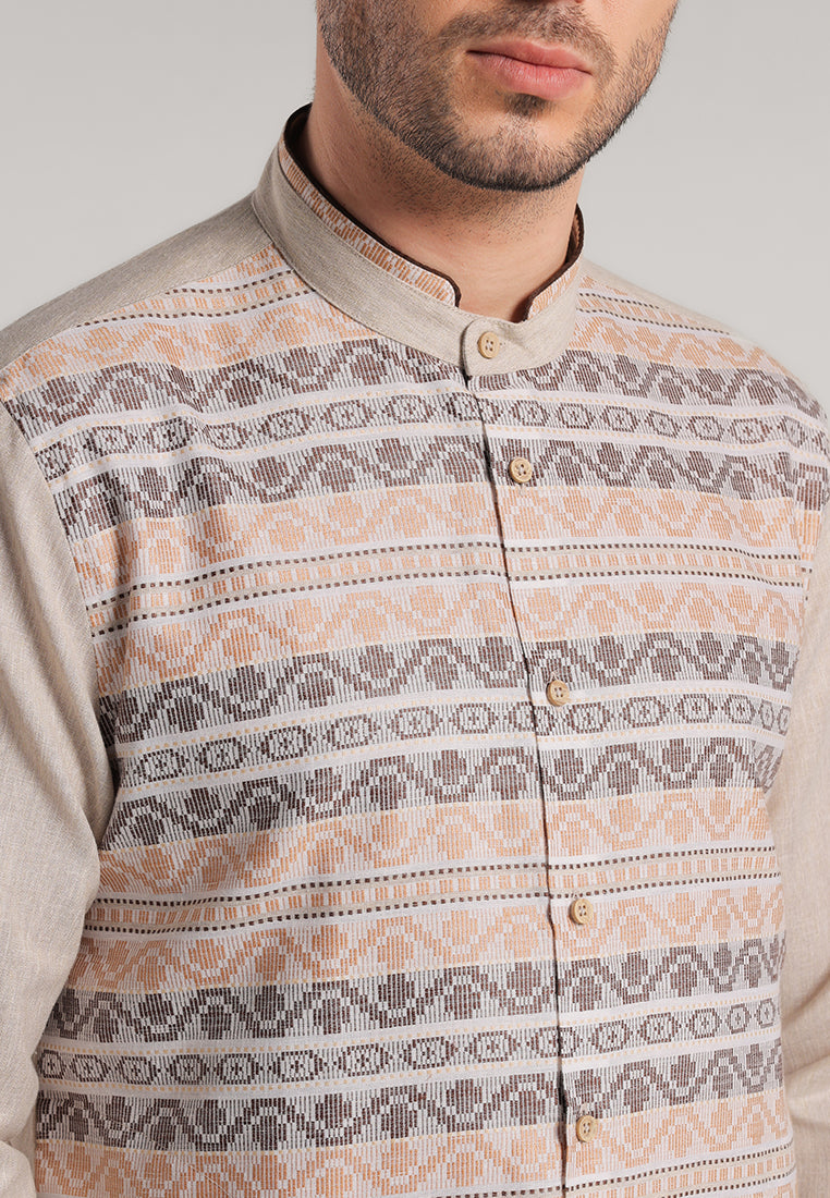 MOC Kemeja Koko Lengan Panjang Pria Sabian - Khaki