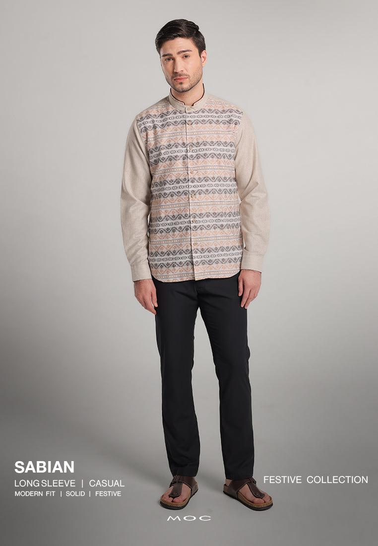 MOC Kemeja Koko Lengan Panjang Pria Sabian - Khaki