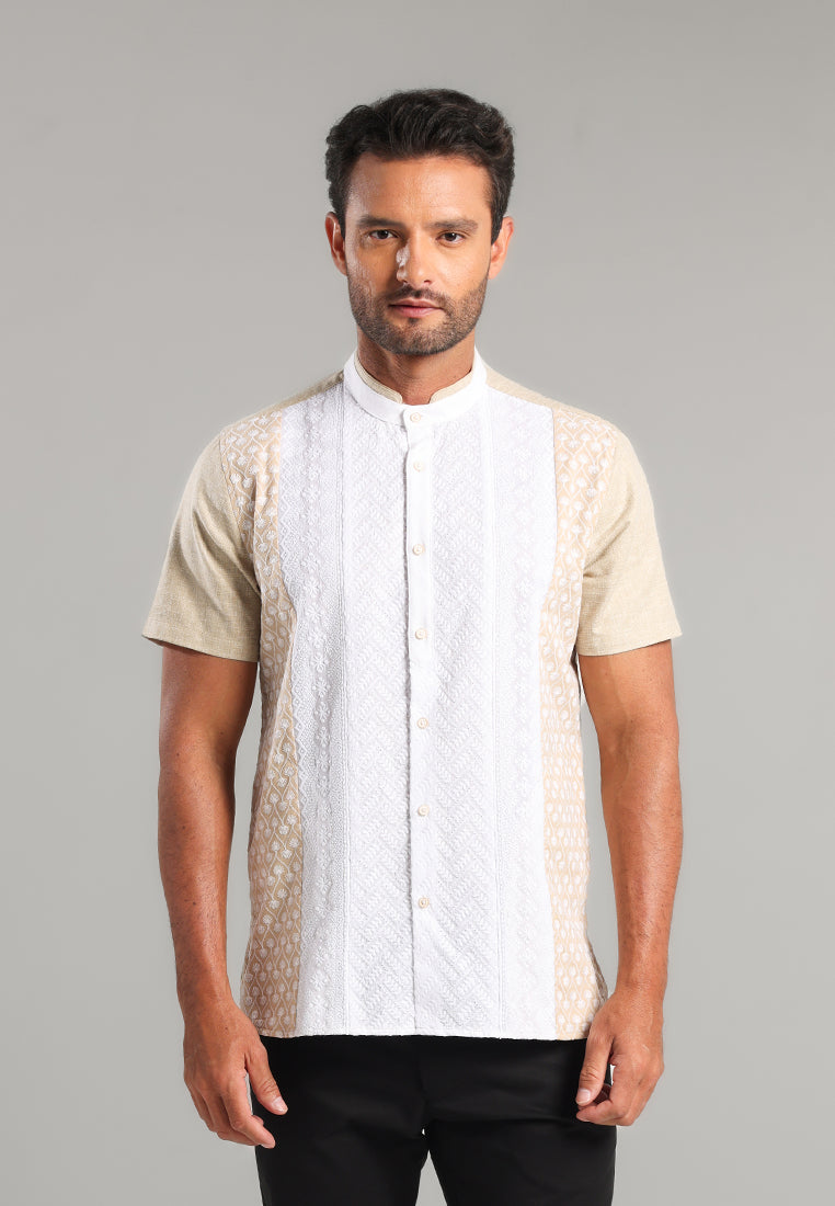 MOC Kemeja Koko Lengan Pendek Pria Bukhori - Khaki