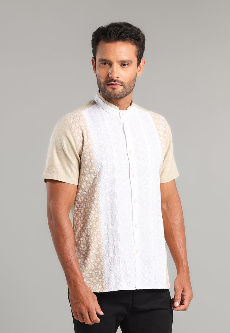 MOC Kemeja Koko Lengan Pendek Pria Bukhori - Khaki