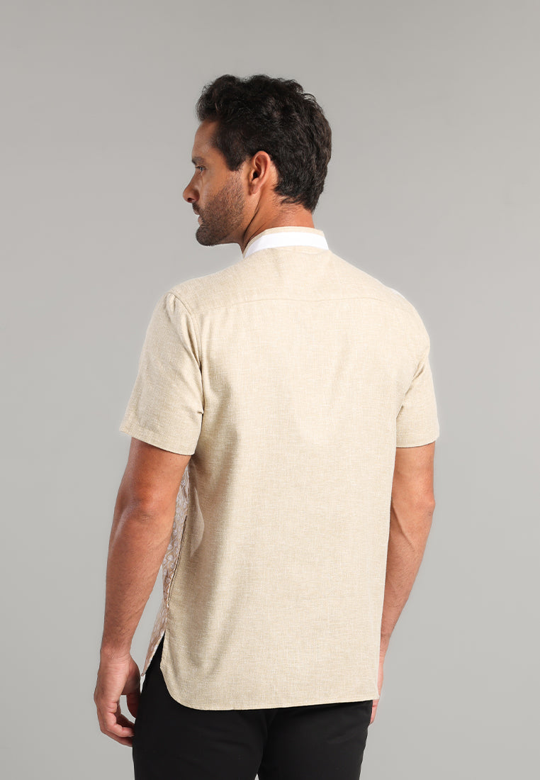 MOC Kemeja Koko Lengan Pendek Pria Bukhori - Khaki