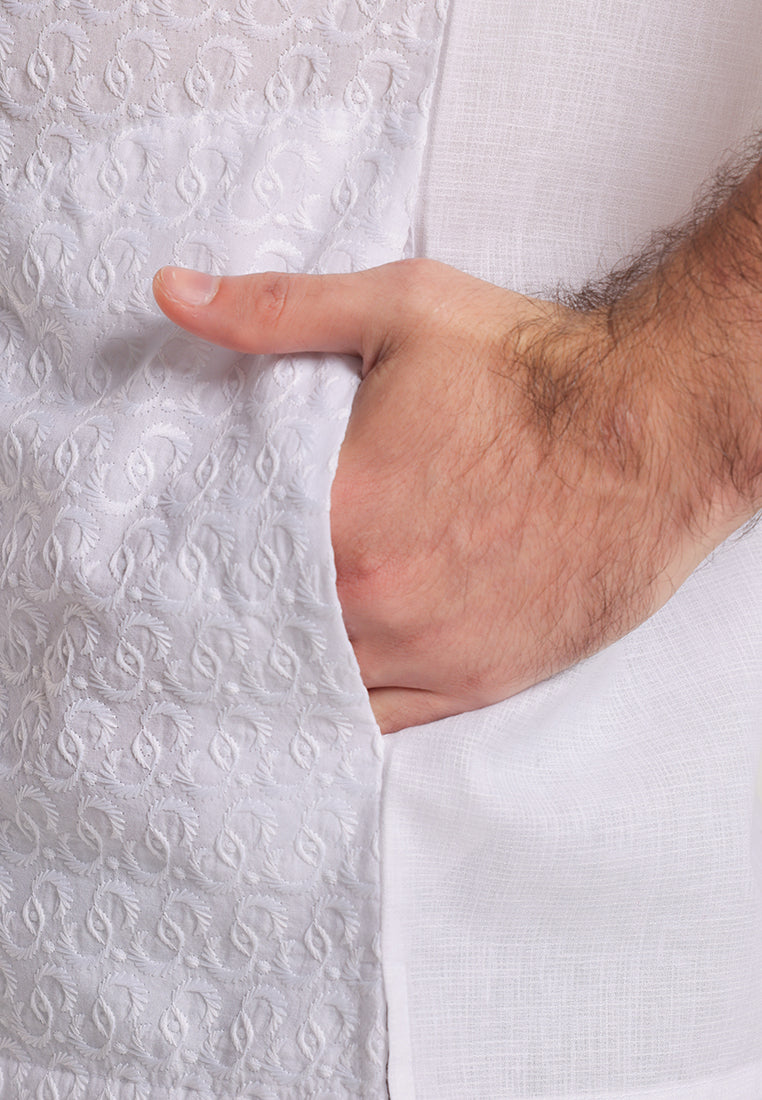 MOC Kemeja Koko Lengan Pendek Pria Hamza - White