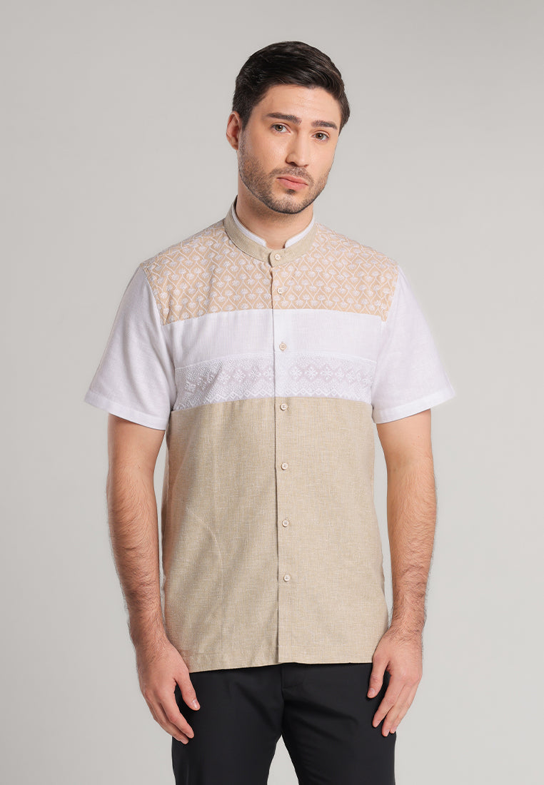 MOC Kemeja Koko Lengan Pendek Pria Hafizh - Khaki