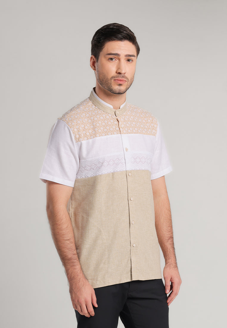 MOC Kemeja Koko Lengan Pendek Pria Hafizh - Khaki