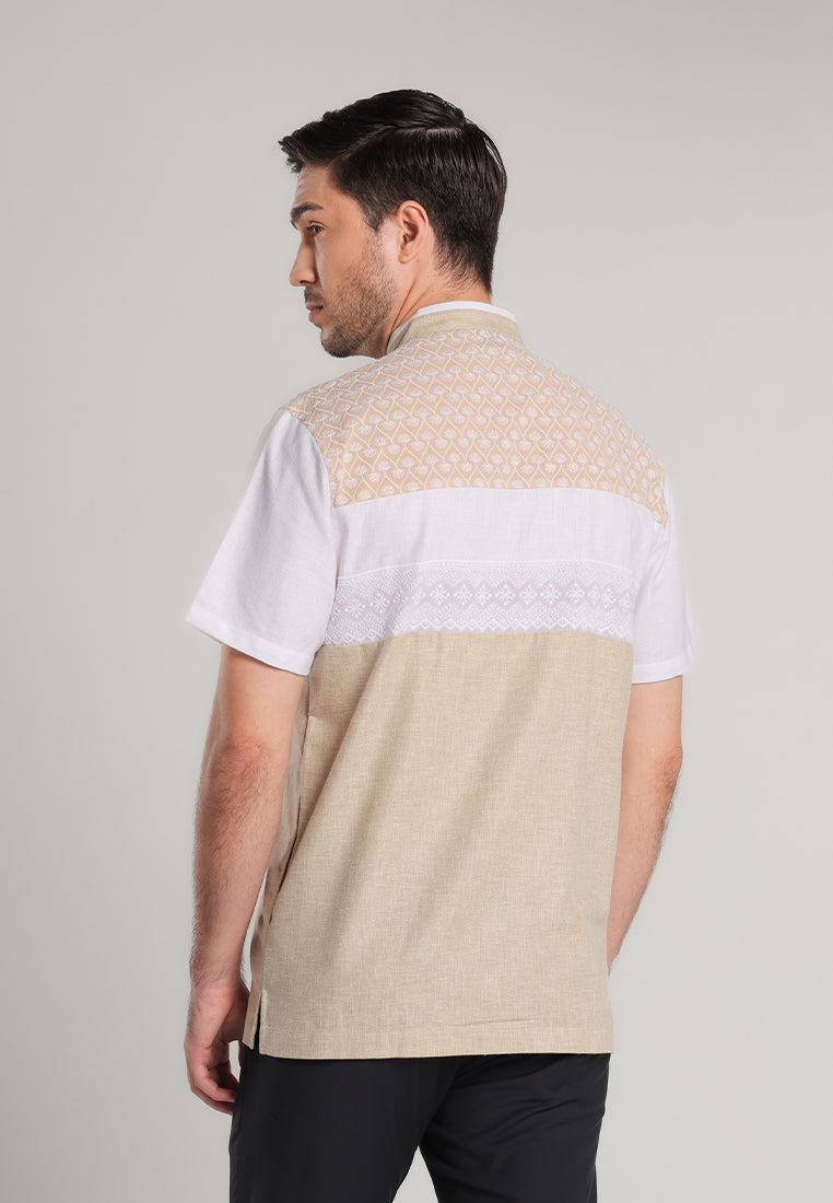 MOC Kemeja Koko Lengan Pendek Pria Hafizh - Khaki