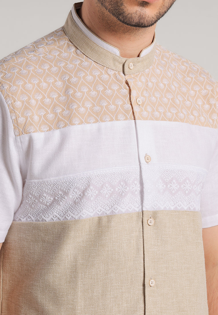 MOC Kemeja Koko Lengan Pendek Pria Hafizh - Khaki