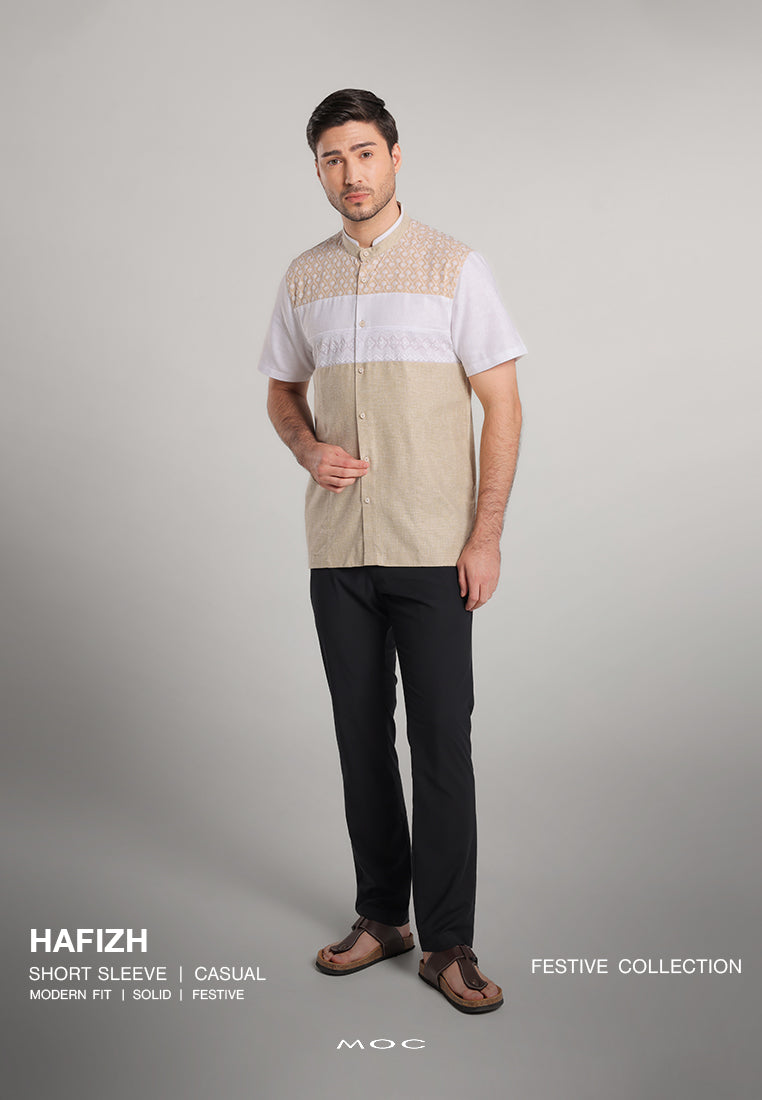 MOC Kemeja Koko Lengan Pendek Pria Hafizh - Khaki