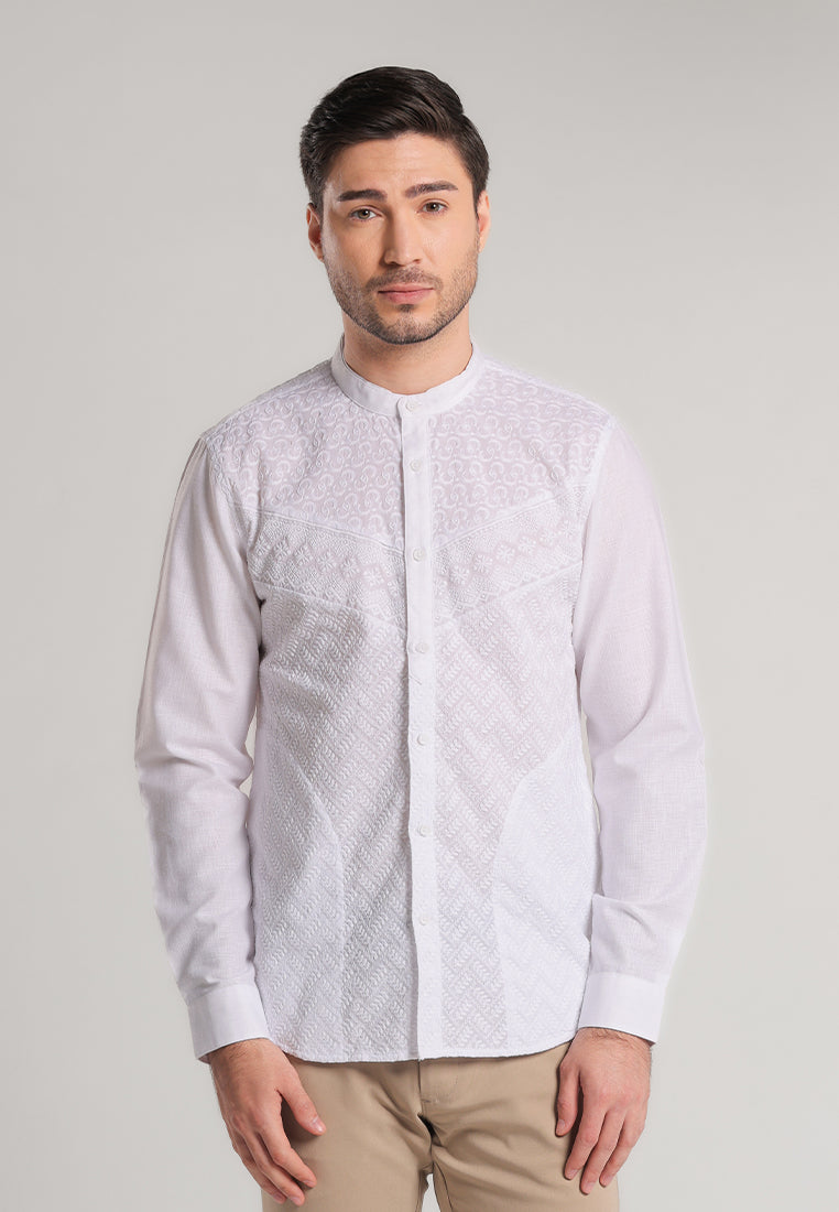 MOC Kemeja Koko Lengan Panjang Pria Hanafi - White