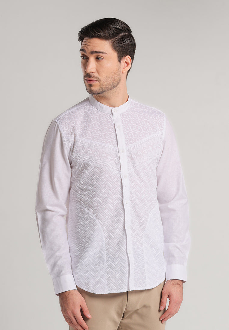 MOC Kemeja Koko Lengan Panjang Pria Hanafi - White