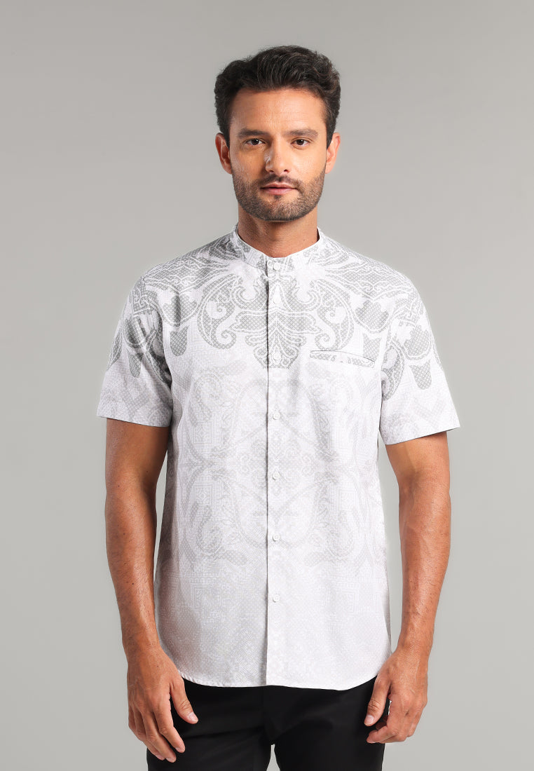MOC - Kemeja Batik Shanghai Lengan Pendek Umair - Grey