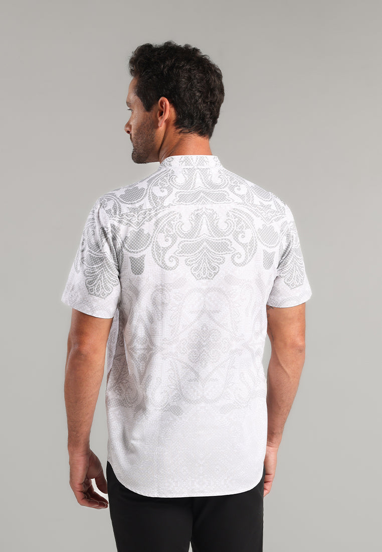 MOC - Kemeja Batik Shanghai Lengan Pendek Umair - Grey