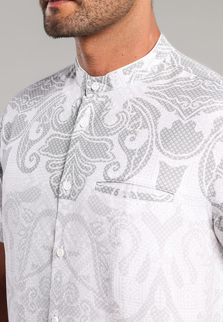 MOC - Kemeja Batik Shanghai Lengan Pendek Umair - Grey