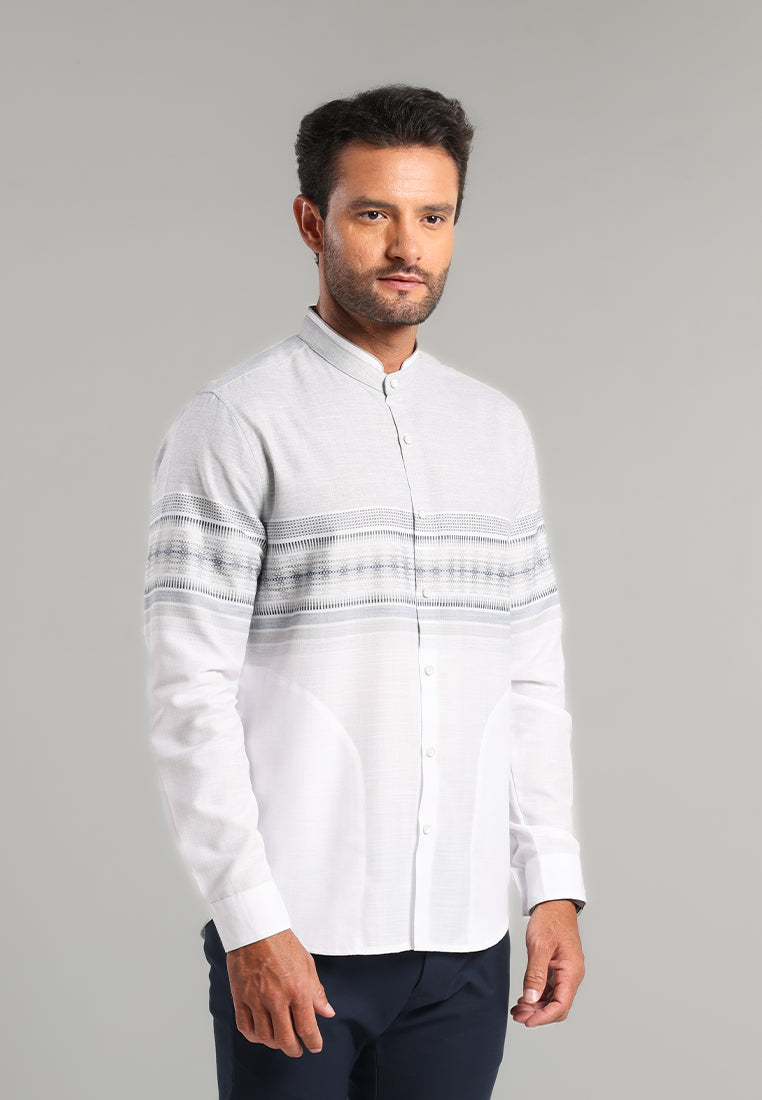 MOC Kemeja Koko Lengan Panjang Pria Uzair - Grey