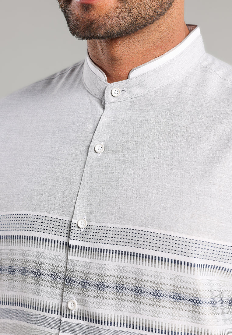 MOC Kemeja Koko Lengan Panjang Pria Uzair - Grey