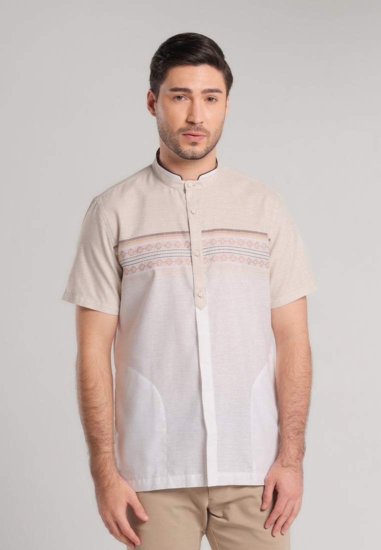 MOC Kemeja Koko Lengan Pendek Pria Yusuf - Khaki