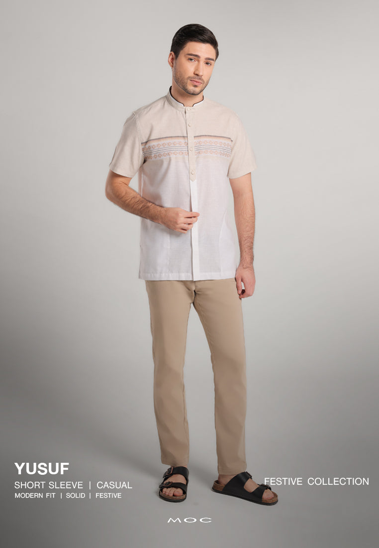 MOC Kemeja Koko Lengan Pendek Pria Yusuf - Khaki