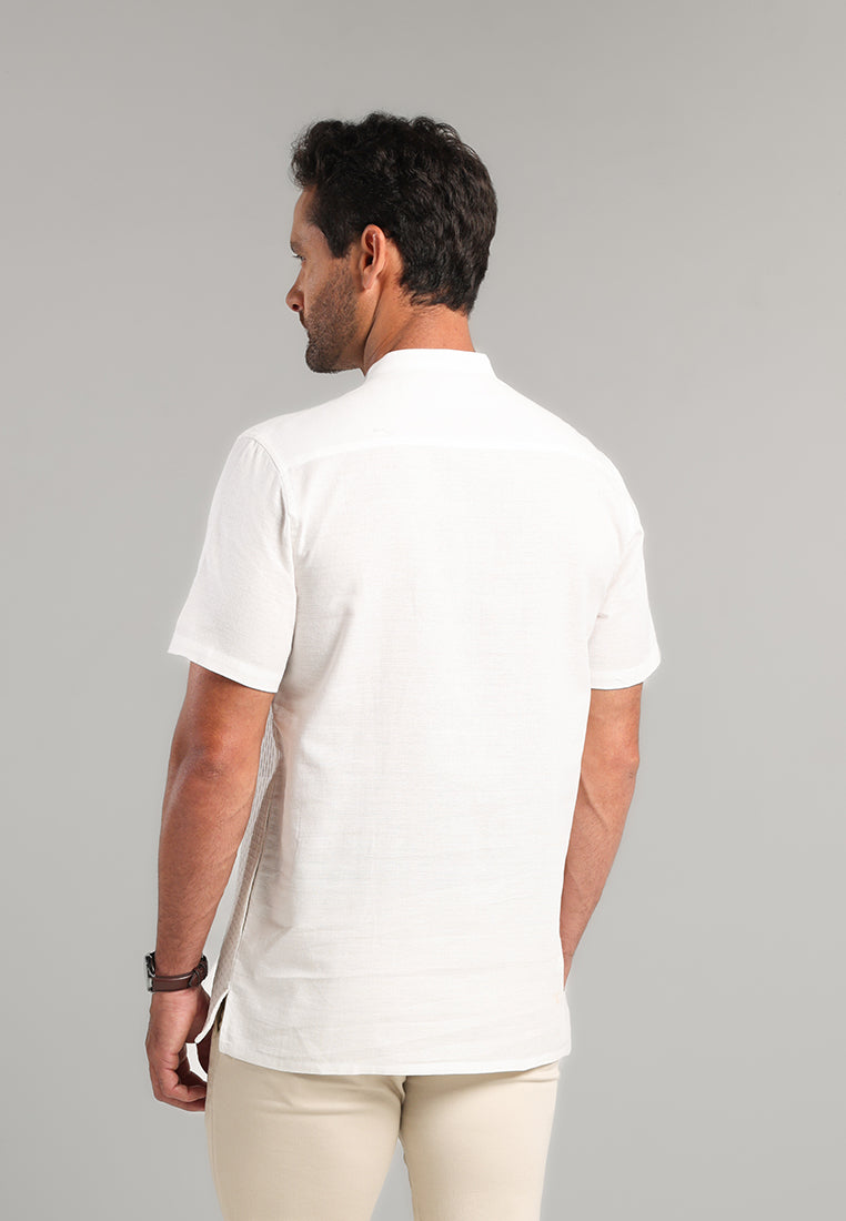 MOC Kemeja Shanghai Lengan Pendek Pria Iqro - White