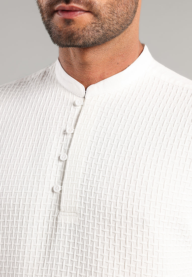 MOC Kemeja Shanghai Lengan Pendek Pria Iqro - White