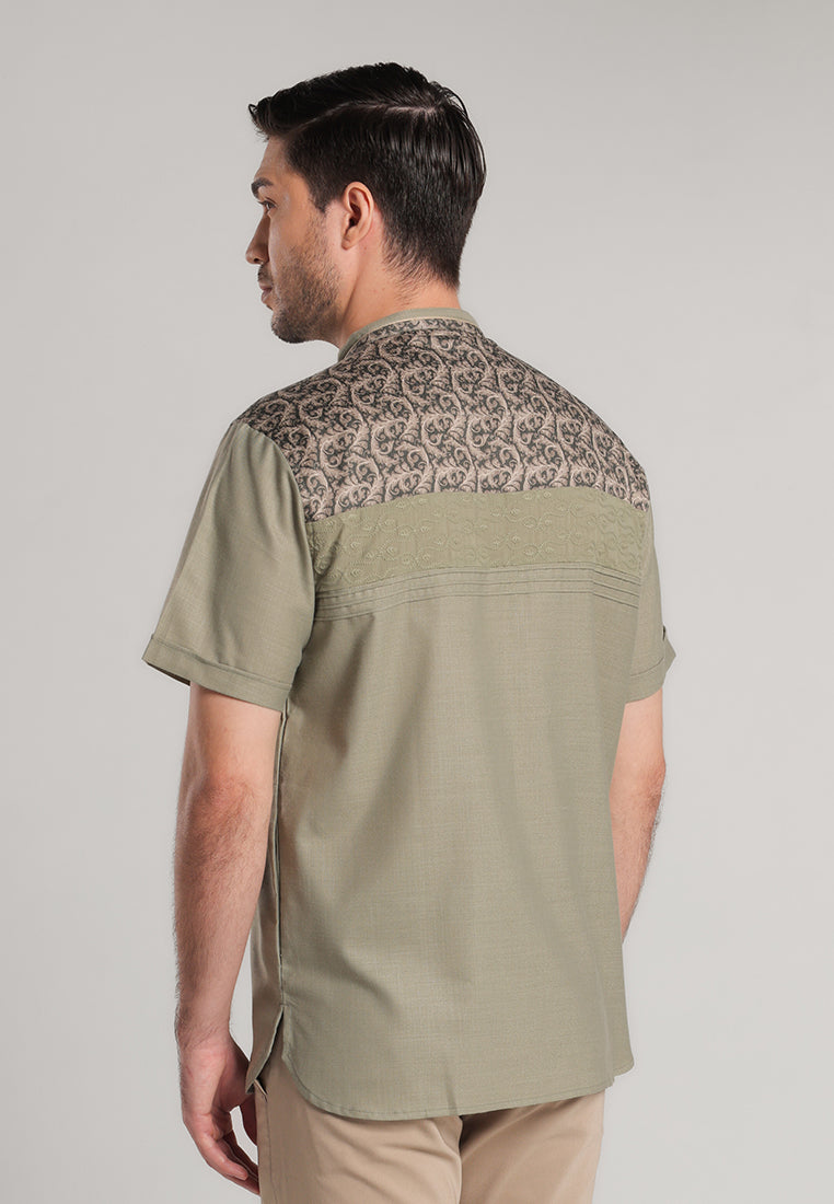 MOC Kemeja Koko Lengan Pendek Pria Rawbal - Olive