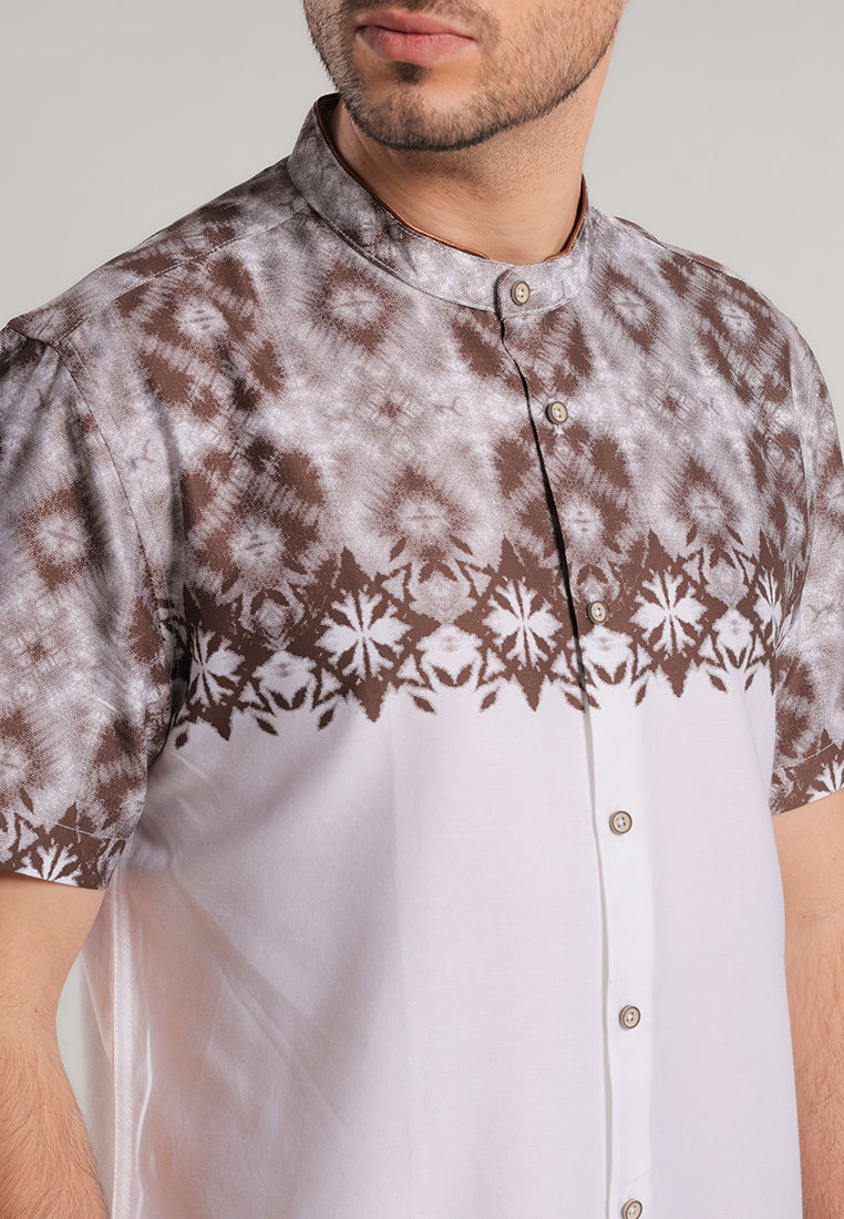 MOC - Kemeja Batik Shanghai Lengan Pendek Zarqa - Brown