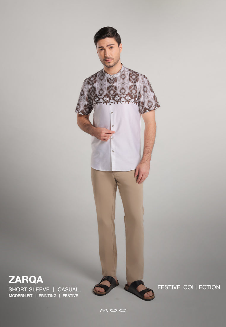 MOC - Kemeja Batik Shanghai Lengan Pendek Zarqa - Brown